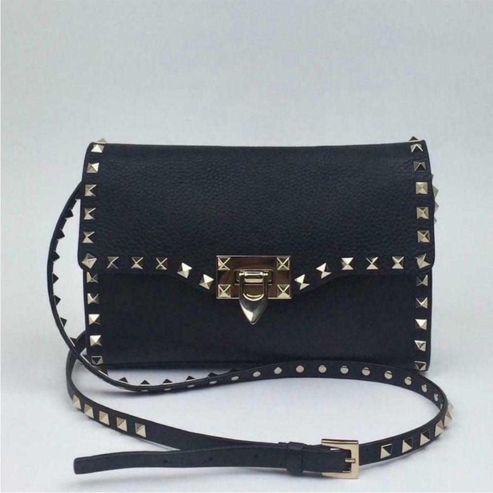 Black Studded Leather Shoulder Bag